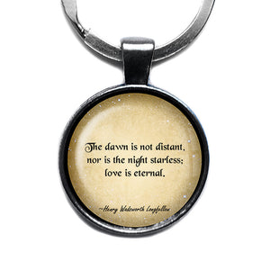 Henry Wadsworth Longfellow Love is Eternal Antique Silver Keychain