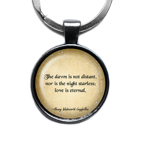 Henry Wadsworth Longfellow Love is Eternal Antique Silver Keychain