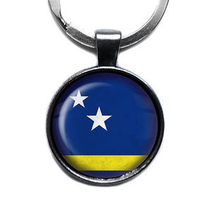 Curacao Curaçaoan Flag Antique Silver Keychain