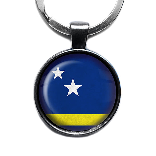 Curacao Curaçaoan Flag Antique Silver Keychain