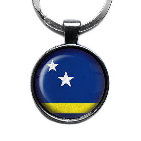 Curacao Curaçaoan Flag Antique Silver Keychain