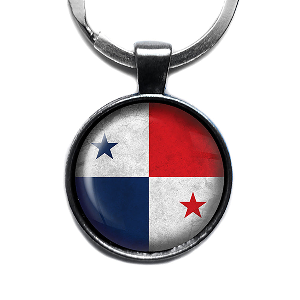 Republic of Panama Panamanian Flag Antique Silver Keychain
