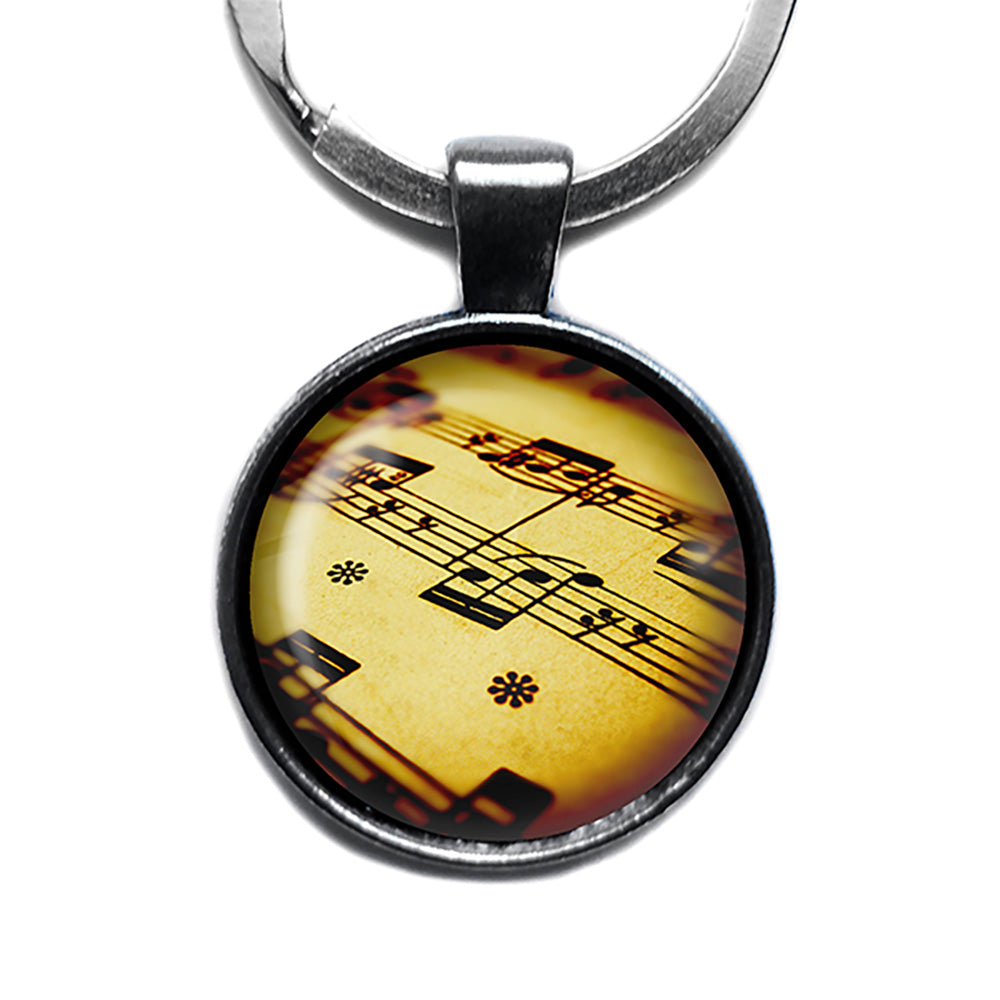 Sheet Music Musical Notes Antique Silver Keychain