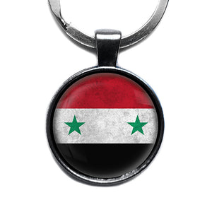 Syria Syrian Flag Antique Silver Keychain