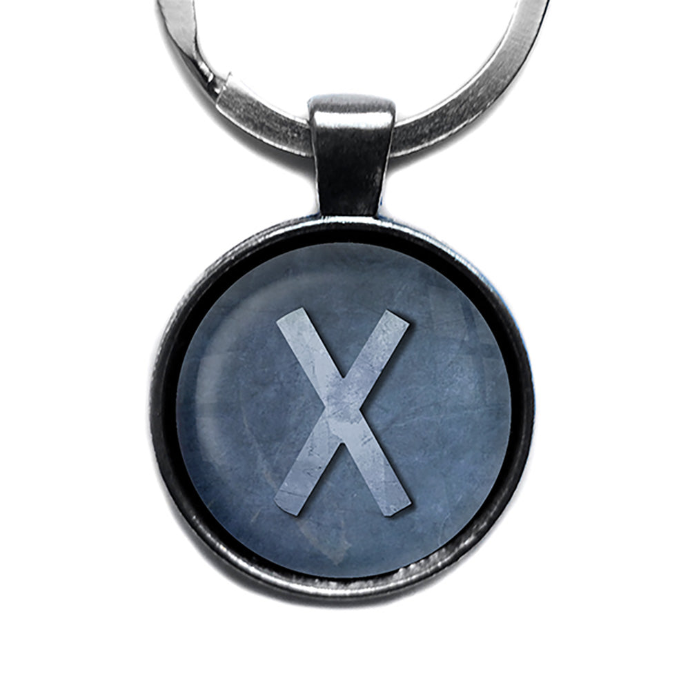 Viking Runes Elder Futhark G Gebo Gift Antique Silver Keychain
