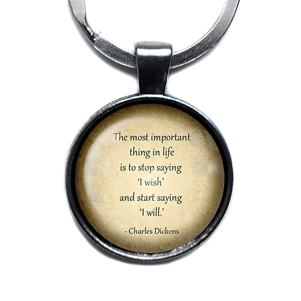 Charles Dickens The Most Important Thing in Life Antique Silver Keychain