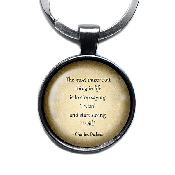 Charles Dickens The Most Important Thing in Life Antique Silver Keychain