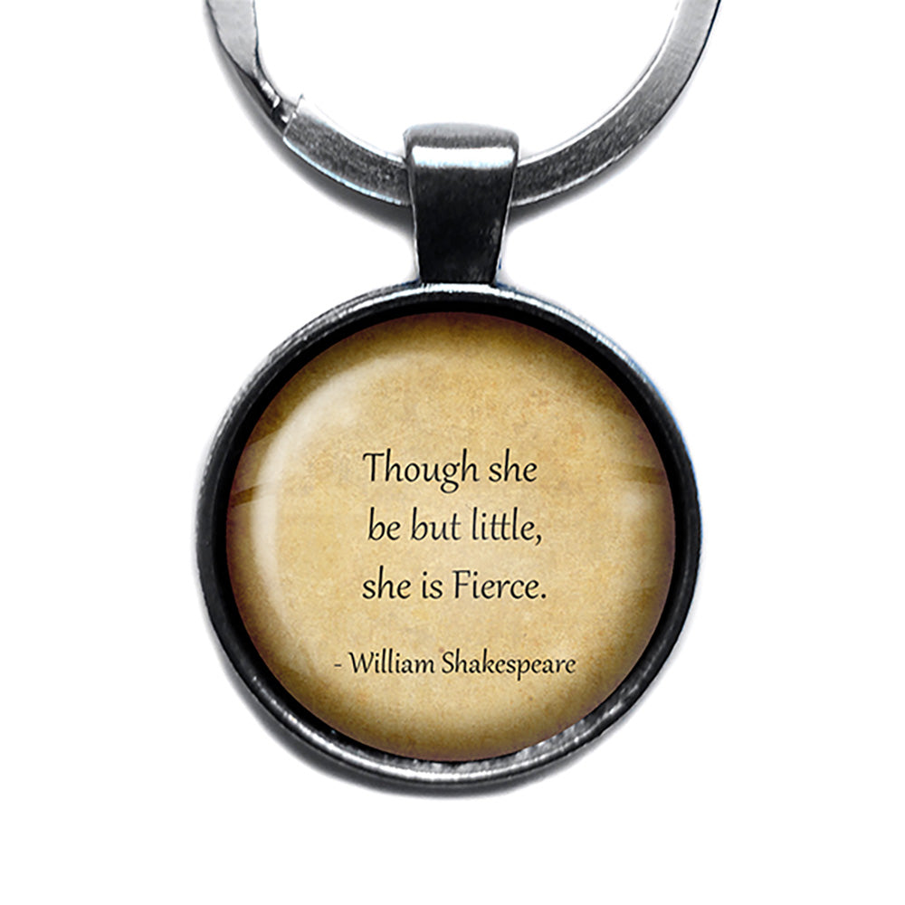 William Shakespeare Little but Fierce Antique Silver Keychain