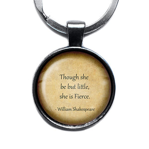 William Shakespeare Little but Fierce Antique Silver Keychain