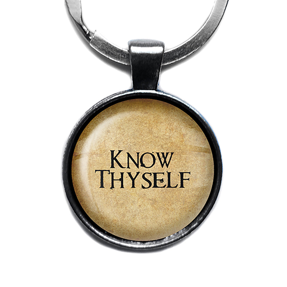 Know Thyself Antique Silver Keychain