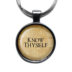 Know Thyself Antique Silver Keychain