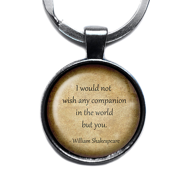 William Shakespeare My World Companion Antique Silver Keychain