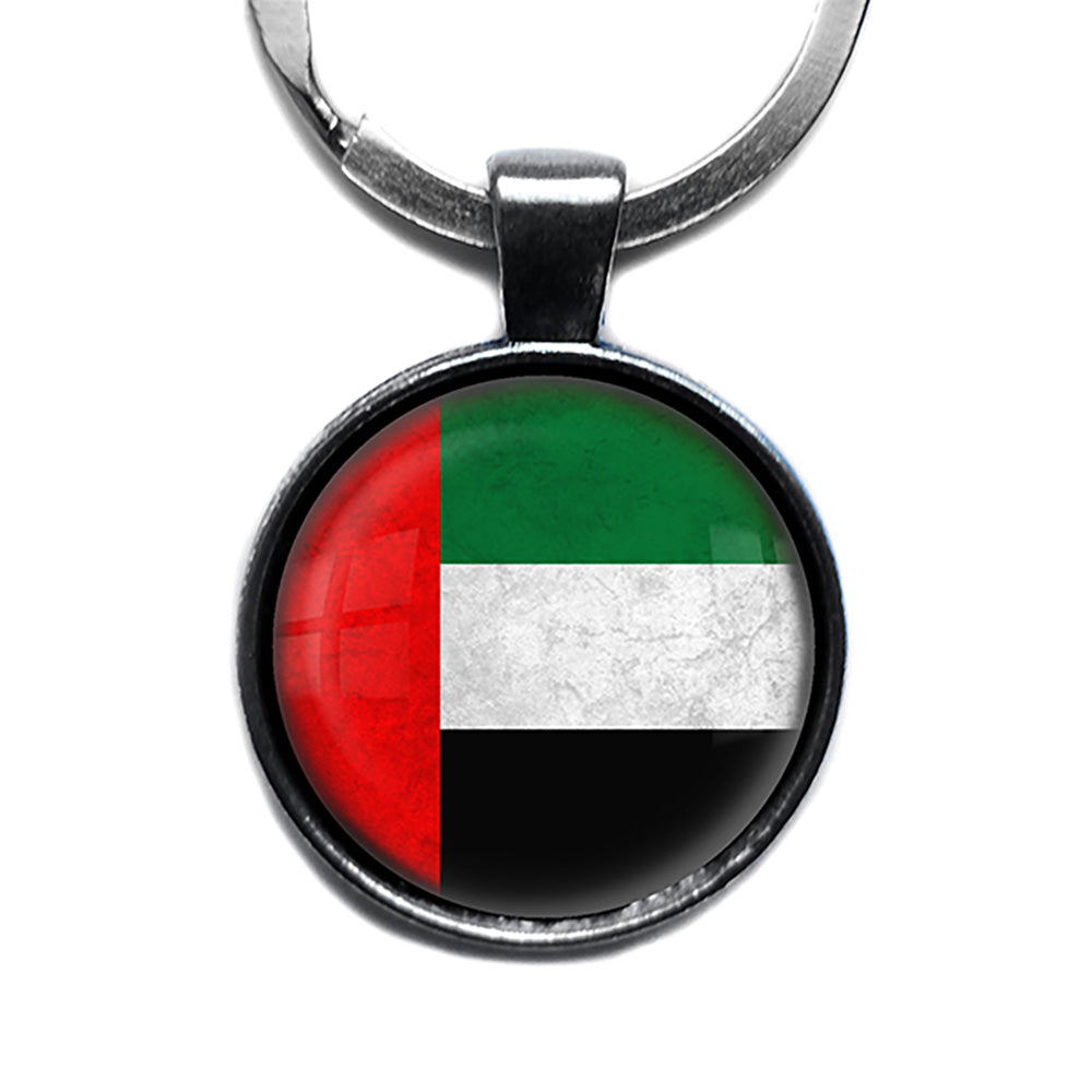 United Arab Emirates Emirati Flag Antique Silver Keychain