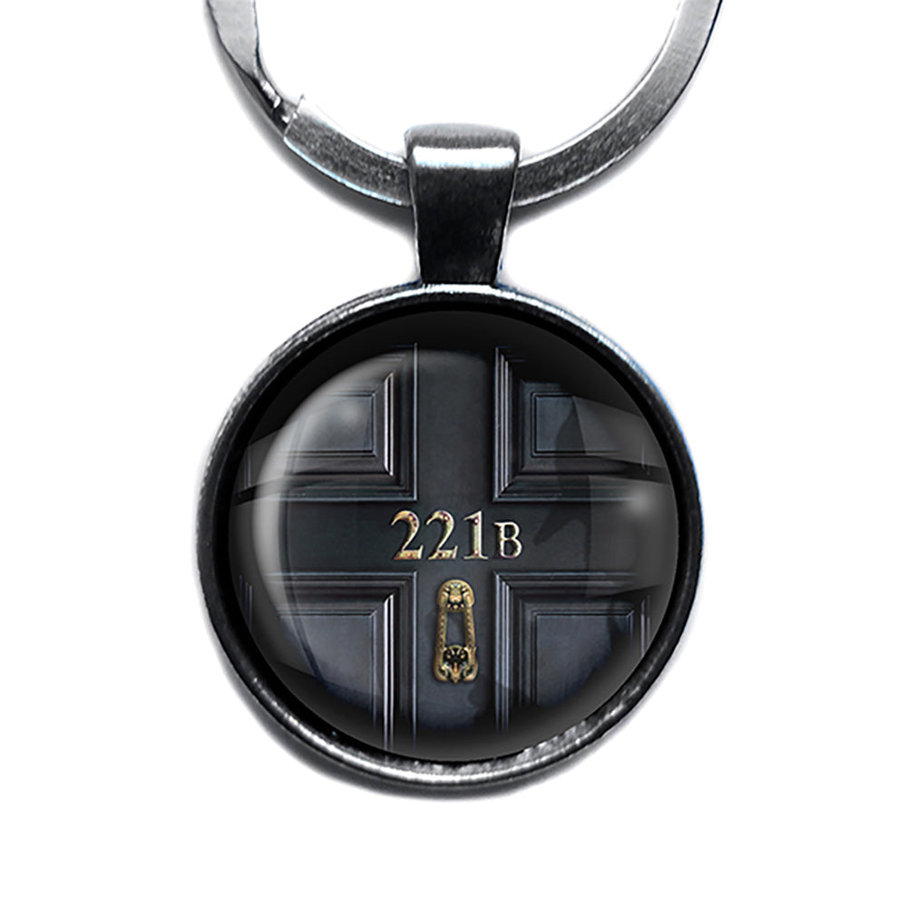 Sherlock Holmes Room 221B Antique Silver Keychain