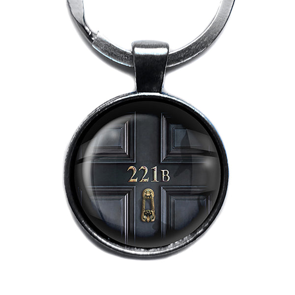 Sherlock Holmes Room 221B Antique Silver Keychain