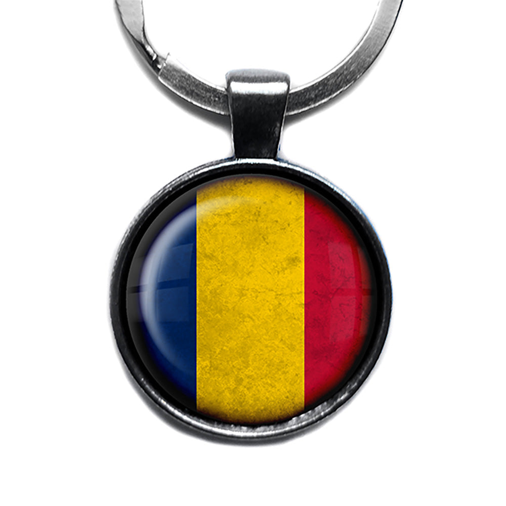 Chad Chadian Flag Antique Silver Keychain