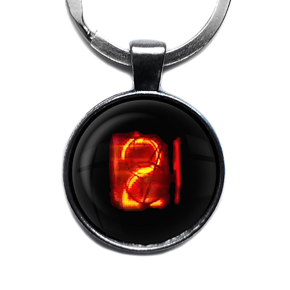 Dieselpunk Steampunk Cyberpunk Nixie Tube Print Number 2 Two Antique Silver Keychain