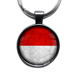Monaco Monégasque Monacan Flag Antique Silver Keychain