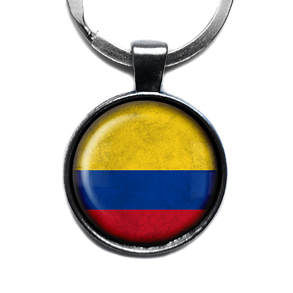 Columbia Columbian Flag Antique Silver Keychain