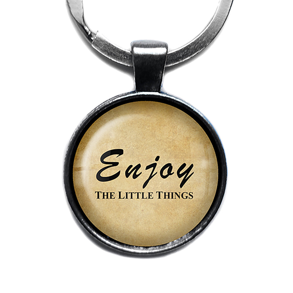 Enjoy The Little Things Antique Silver Keychain