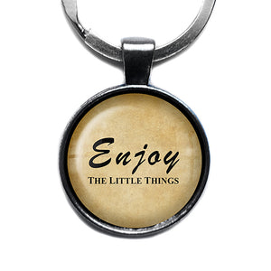 Enjoy The Little Things Antique Silver Keychain