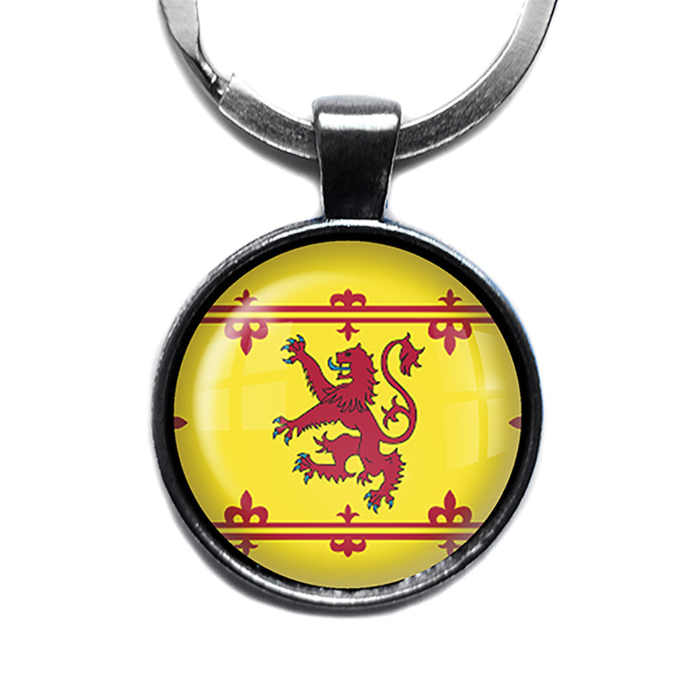 Coat of Arms Scotland Flag Antique Silver Keychain