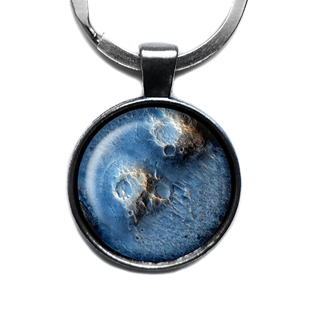 NASA Photograph The Moon Surface Antique Silver Keychain