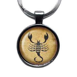 Zodiac Symbol Astrology Scorpio Antique Silver Keychain