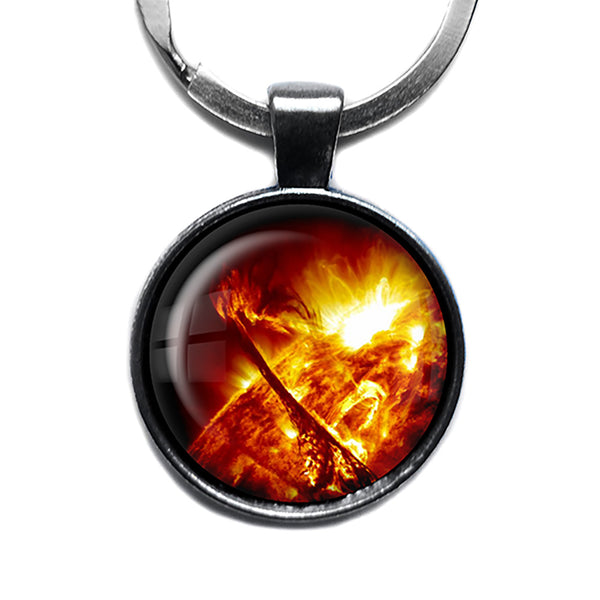NASA Photograph The Sun Antique Silver Keychain