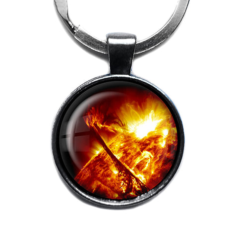 NASA Photograph The Sun Antique Silver Keychain