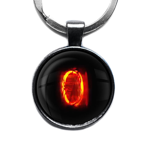 Dieselpunk Steampunk Cyberpunk Nixie Tube Print Number 0 Zero Antique Silver Keychain