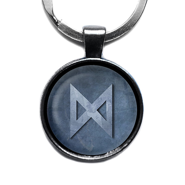 Viking Runes Elder Futhark D Dagaz Dawn Antique Silver Keychain