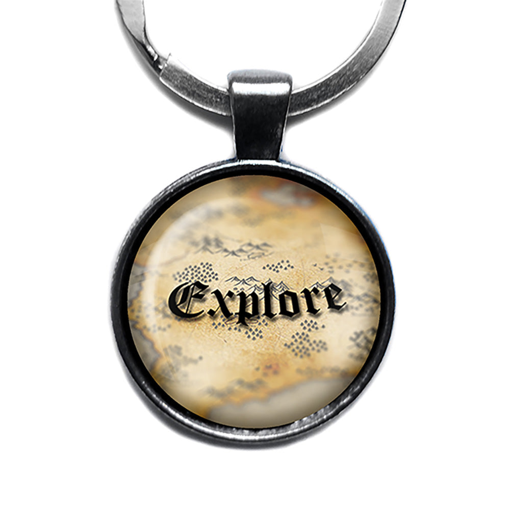 Explore Ancient Cartography Map Antique Silver Keychain
