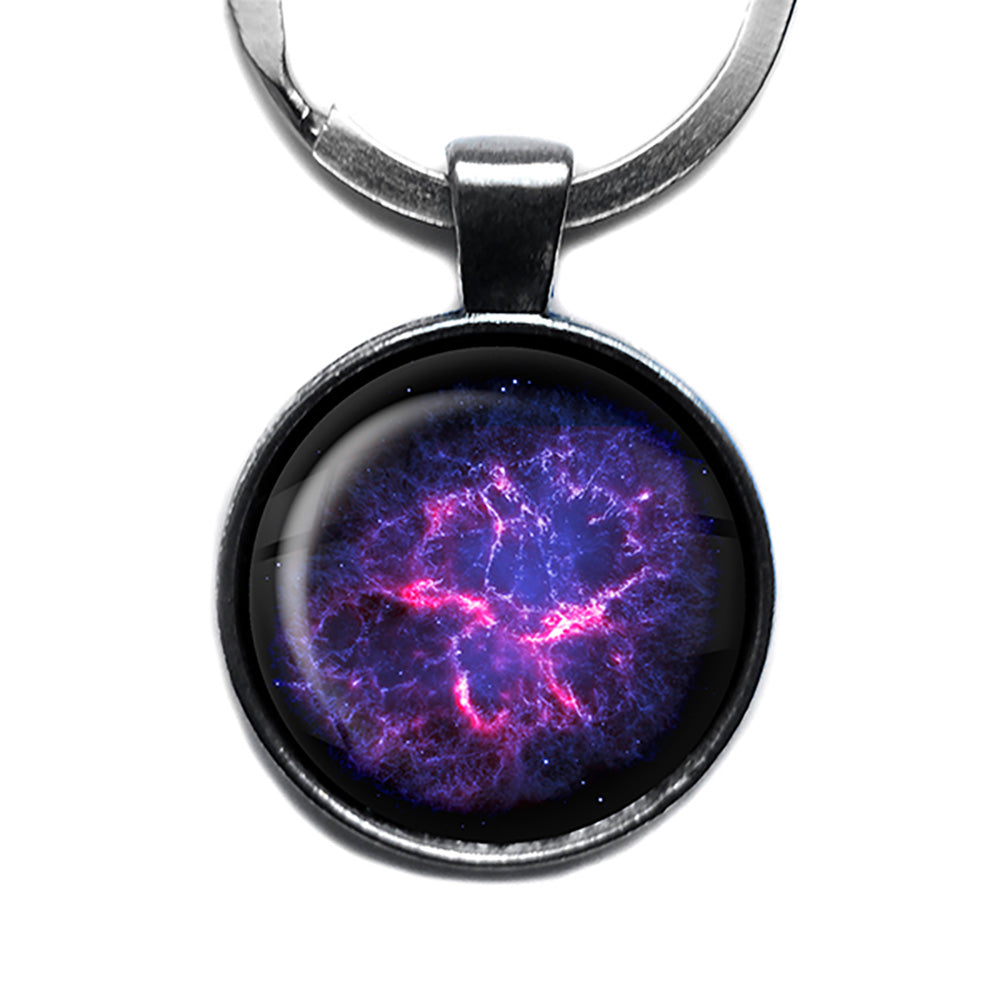 NASA Photograph Nebula Color Burst Antique Silver Keychain