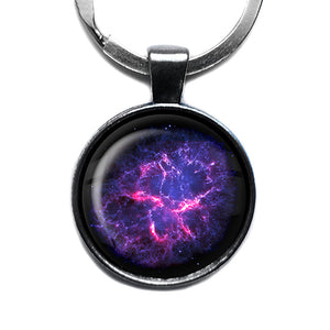 NASA Photograph Nebula Color Burst Antique Silver Keychain