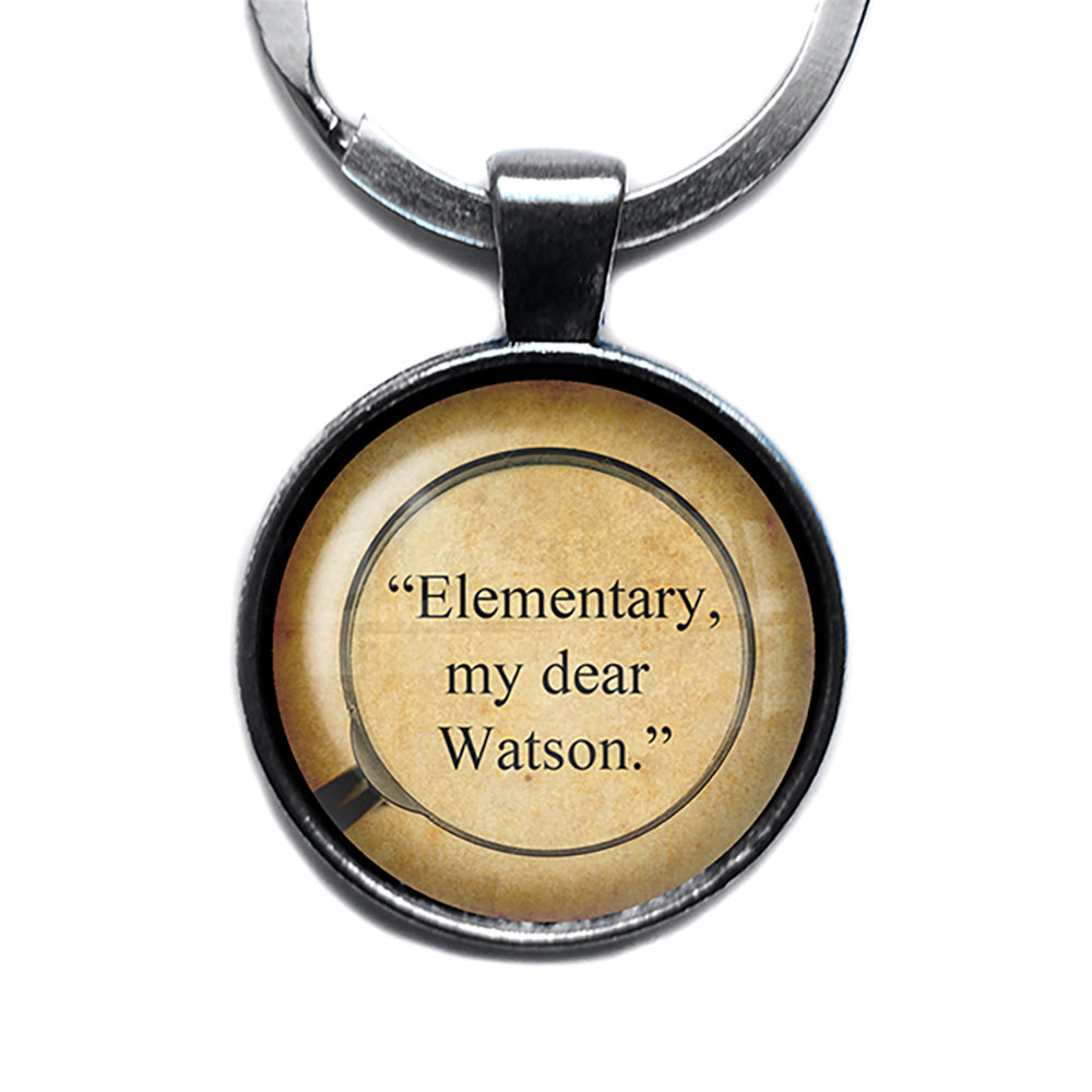 Sherlock Holmes Elementary my Dear Watson Magnifying Glass Antique Silver Keychain