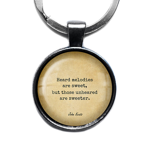 John Keats Heard Melodies are Sweet Unheared are Sweeter Antique Silver Keychain