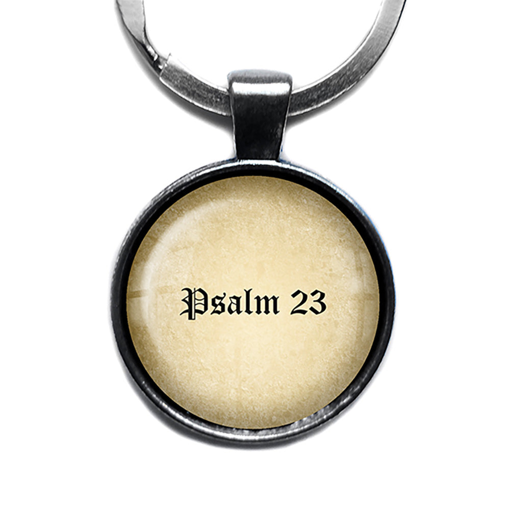 Psalm 23 The Lord's Prayer King James Version Bible Antique Silver Keychain