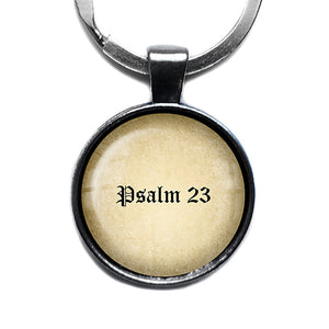 Psalm 23 The Lord's Prayer King James Version Bible Antique Silver Keychain