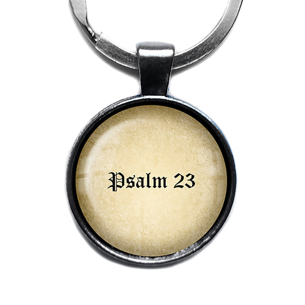Psalm 23 The Lord's Prayer King James Version Bible Antique Silver Keychain