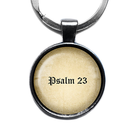 Psalm 23 The Lord's Prayer King James Version Bible Antique Silver Keychain