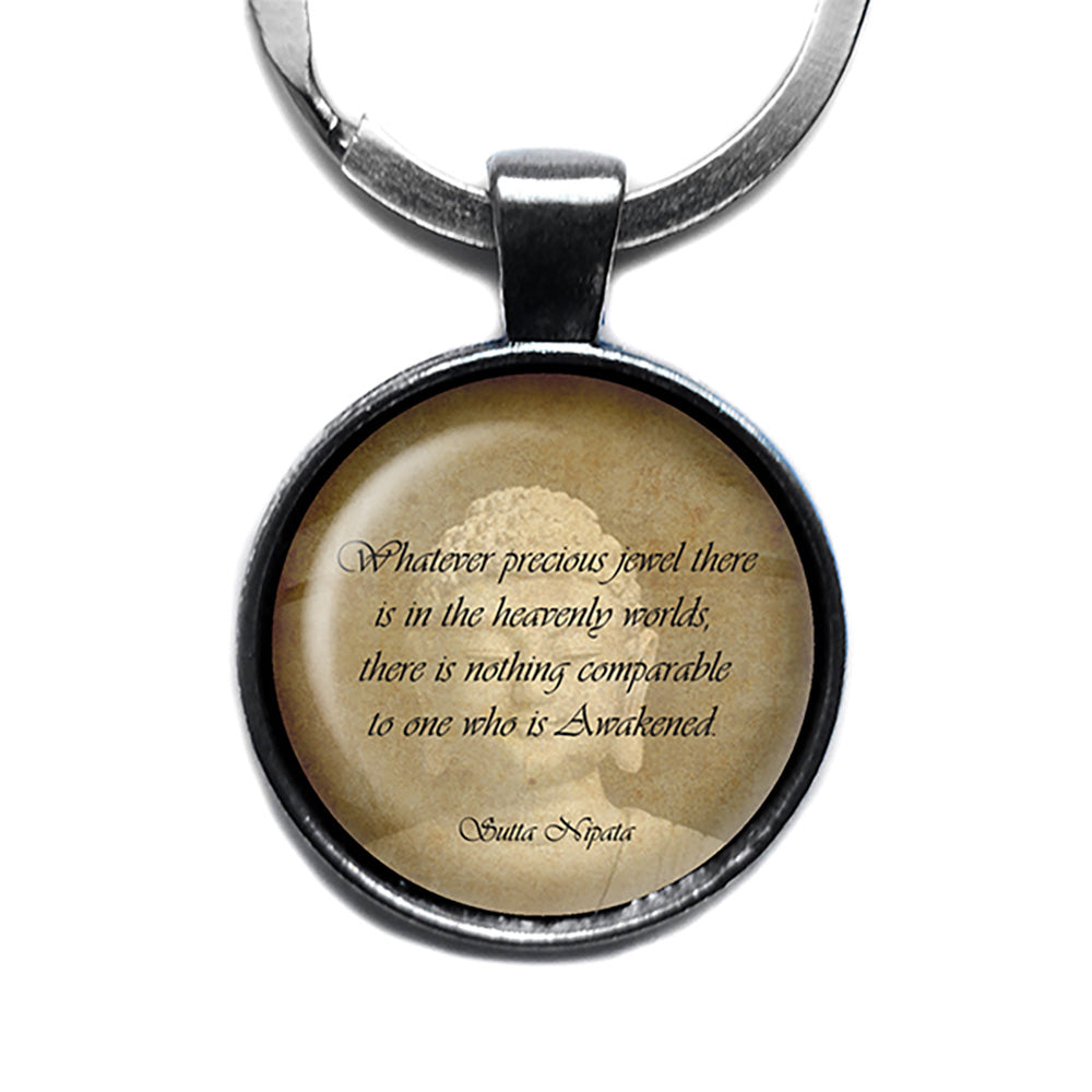 The Buddha Sutta Nipata Heavenly Worlds Awakened Antique Silver Keychain