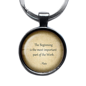 Plato Most Important Part of the Work Antique Silver Keychain
