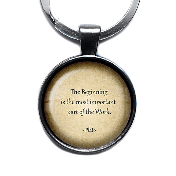 Plato Most Important Part of the Work Antique Silver Keychain