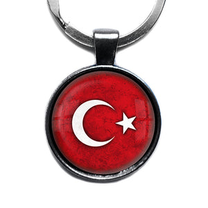Turkey Turkish Flag Antique Silver Keychain