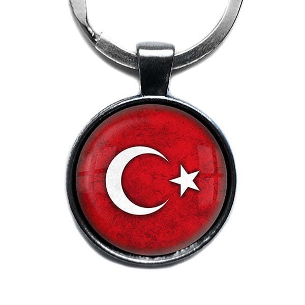 Turkey Turkish Flag Antique Silver Keychain