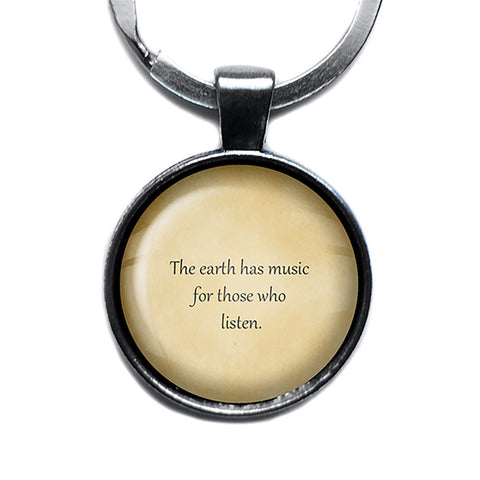 William Shakespeare The Earth has Music for those who Listen Antique Silver Keychain