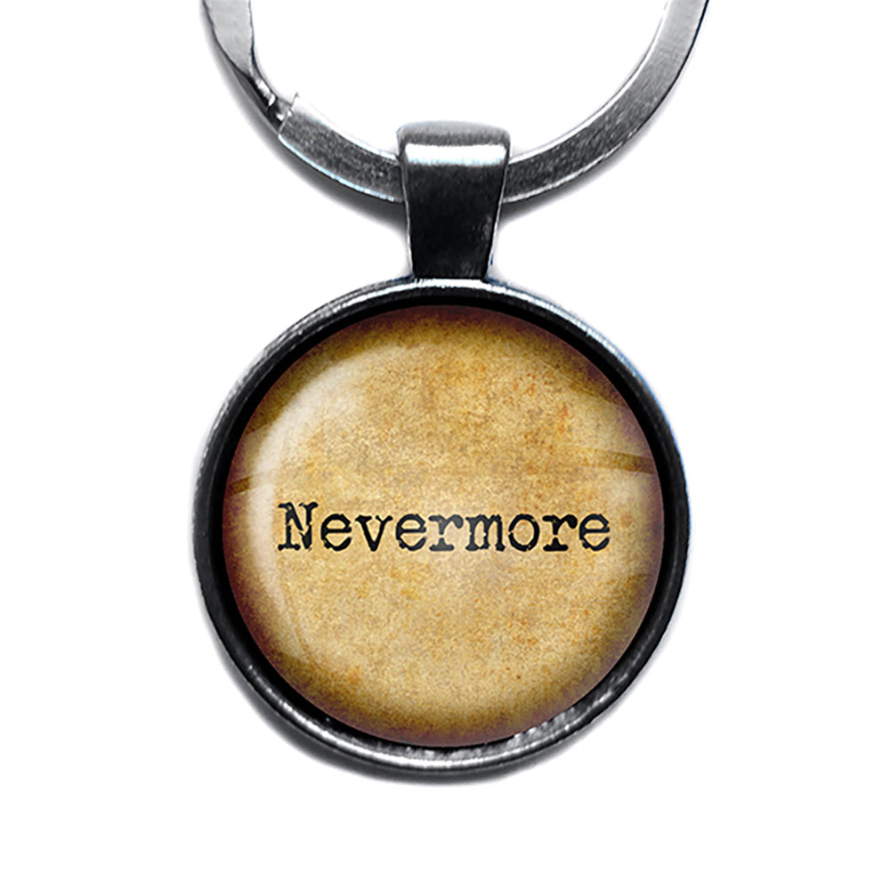Edgar Allan Poe Nevermore Antique Silver Keychain