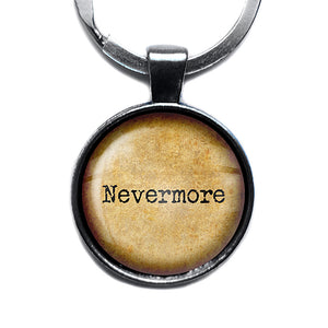 Edgar Allan Poe Nevermore Antique Silver Keychain