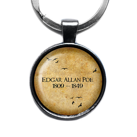 Edgar Allan Poe 1809 - 1849 Antique Silver Keychain
